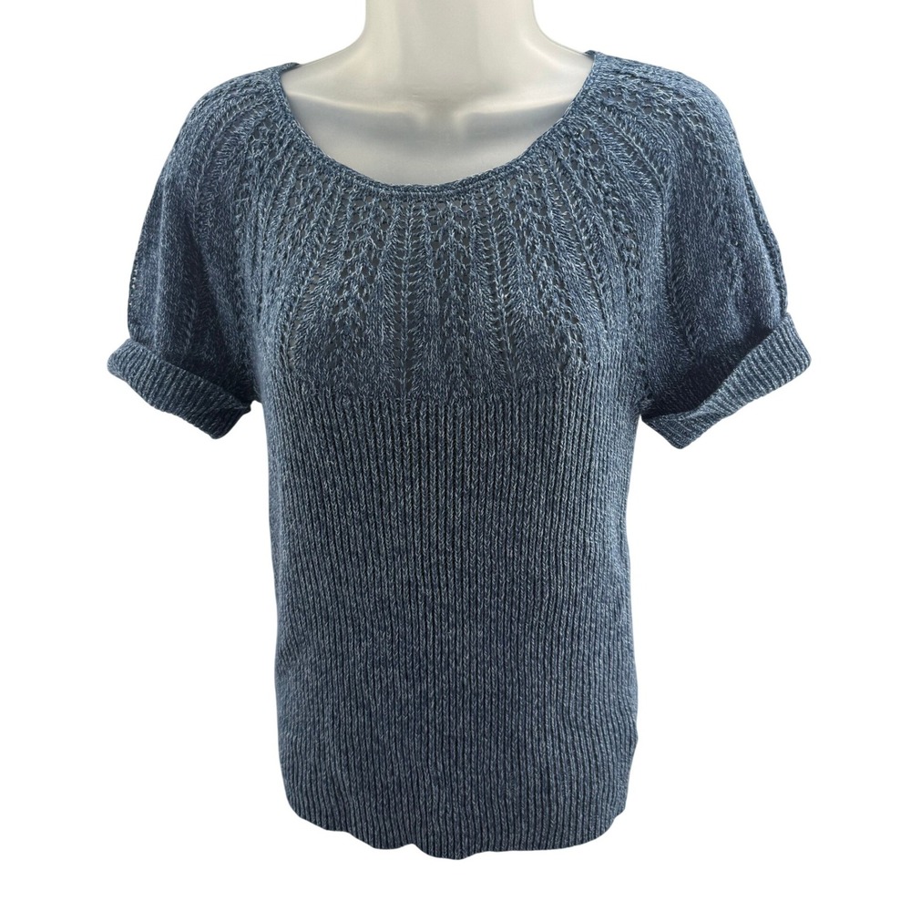 Lauren Ralph Lauren Womens Blue Linen Blend Knit Sweater Size Medium NEW